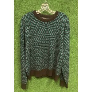 Vintage Reed St. James Sweater Made USA Green & Black Wool Blend Size XXL Mens